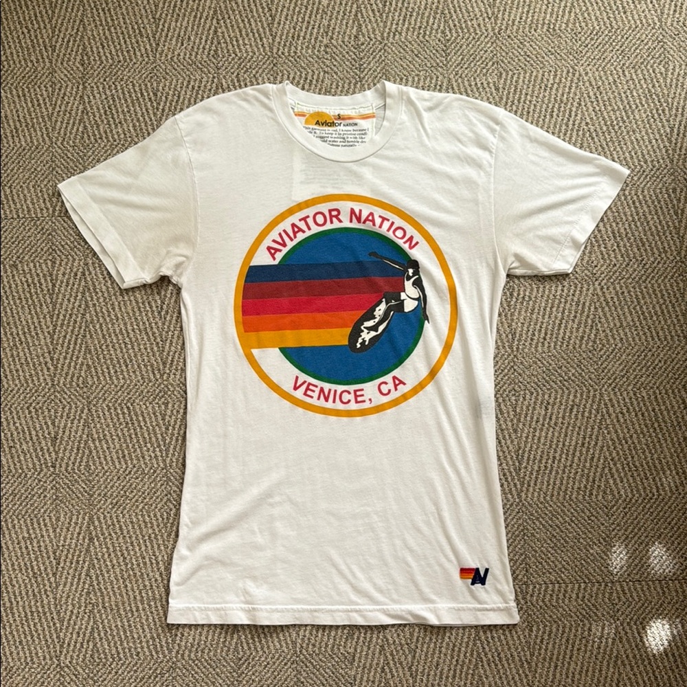 Aviator Nation white Logo Tee